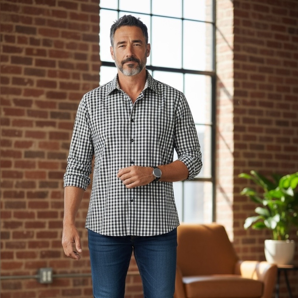 Robert Graham Black and White Gingham Shirt